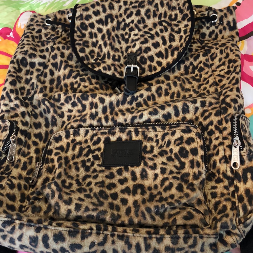 Pink cheetah print book bag